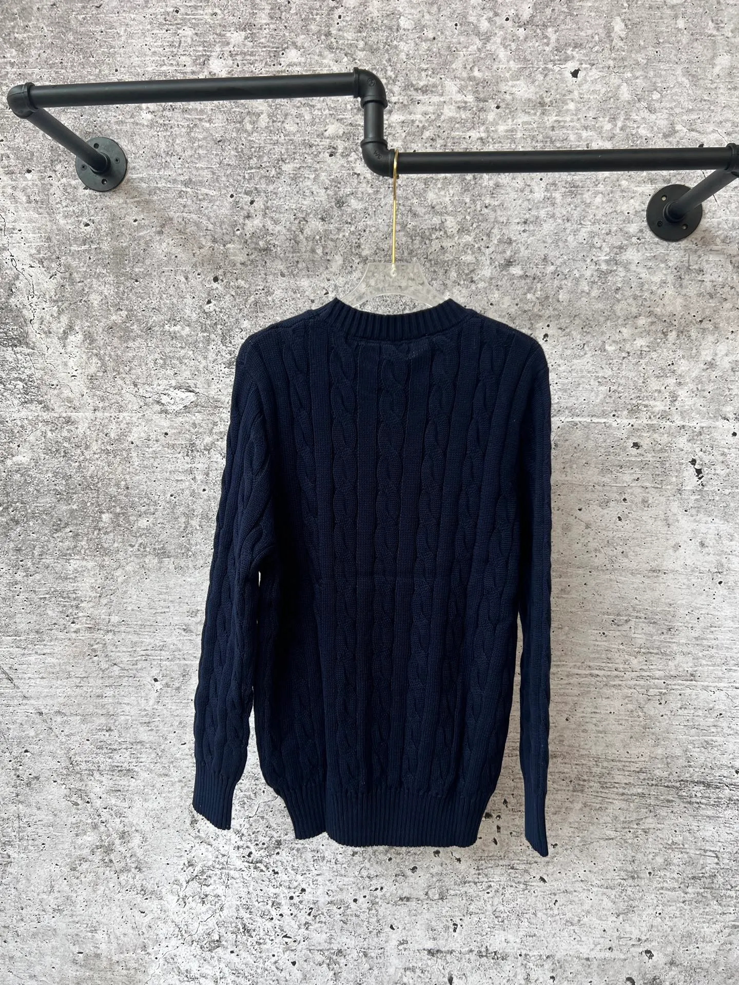 P230 Ralph Lauren men's and women's round neck rubberized sweater, made of the same pure cotton washed fabric as the original, no difference in craftsmanship details, original pony embroidery on the chest, restored one to one